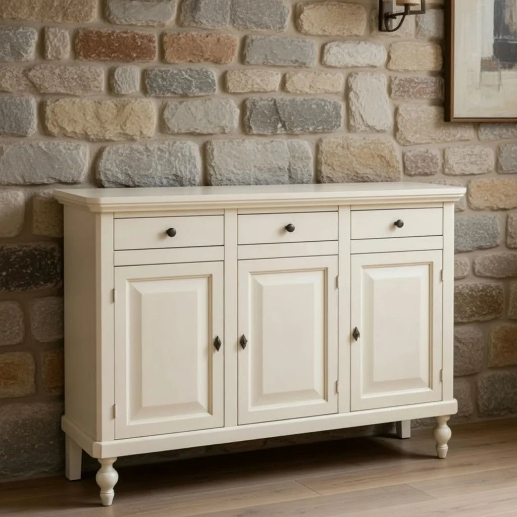Madia credenza 3 ante legno shabby chic avorio150x43x98 - Mobili 2G