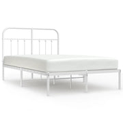 Letto matrimoniale | Letto per adulti | Giroletto con Testiera in Metallo Bianco 120x200 cm