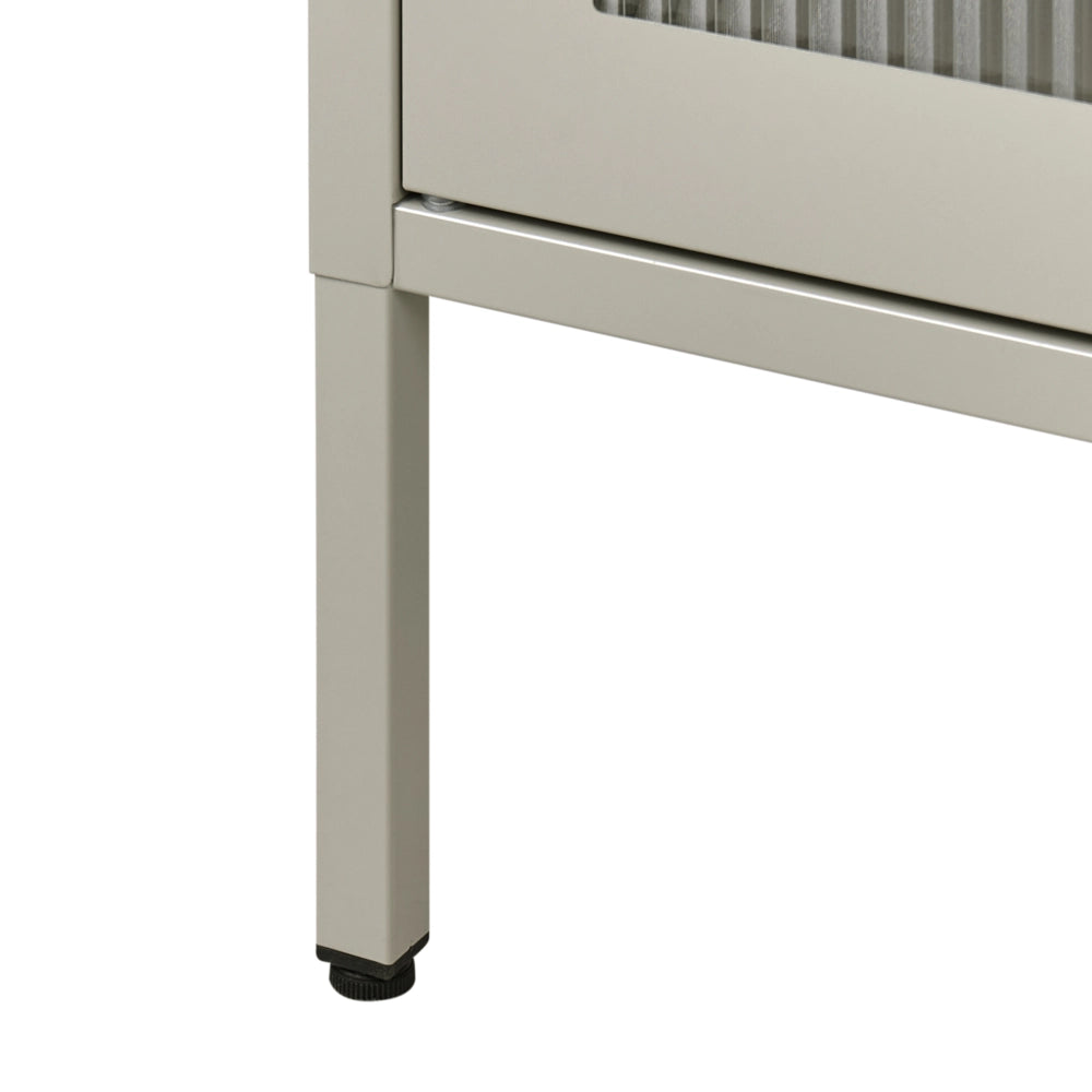 Vetrina beige chiaro in acciaio metallo con Ripiani Piedini Design industriale Soggiorno Mobili per ufficio domestico