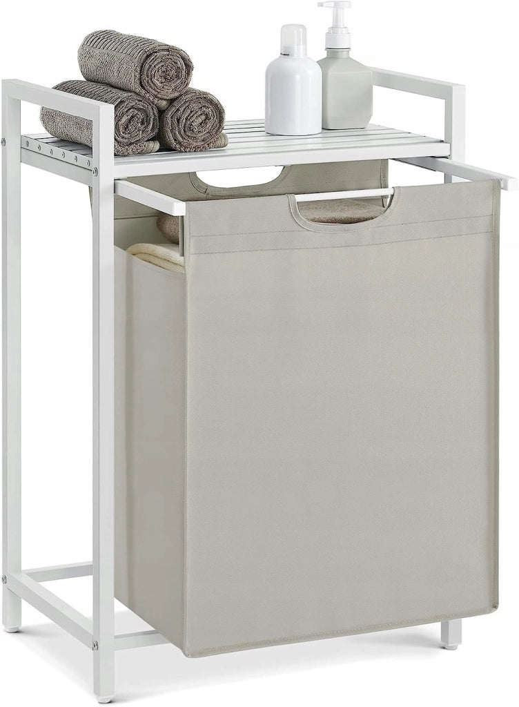 Cesto portabiancheria VALORA, contenitore per biancheria intima, bianco, MDF e acciaio - BLH101W01