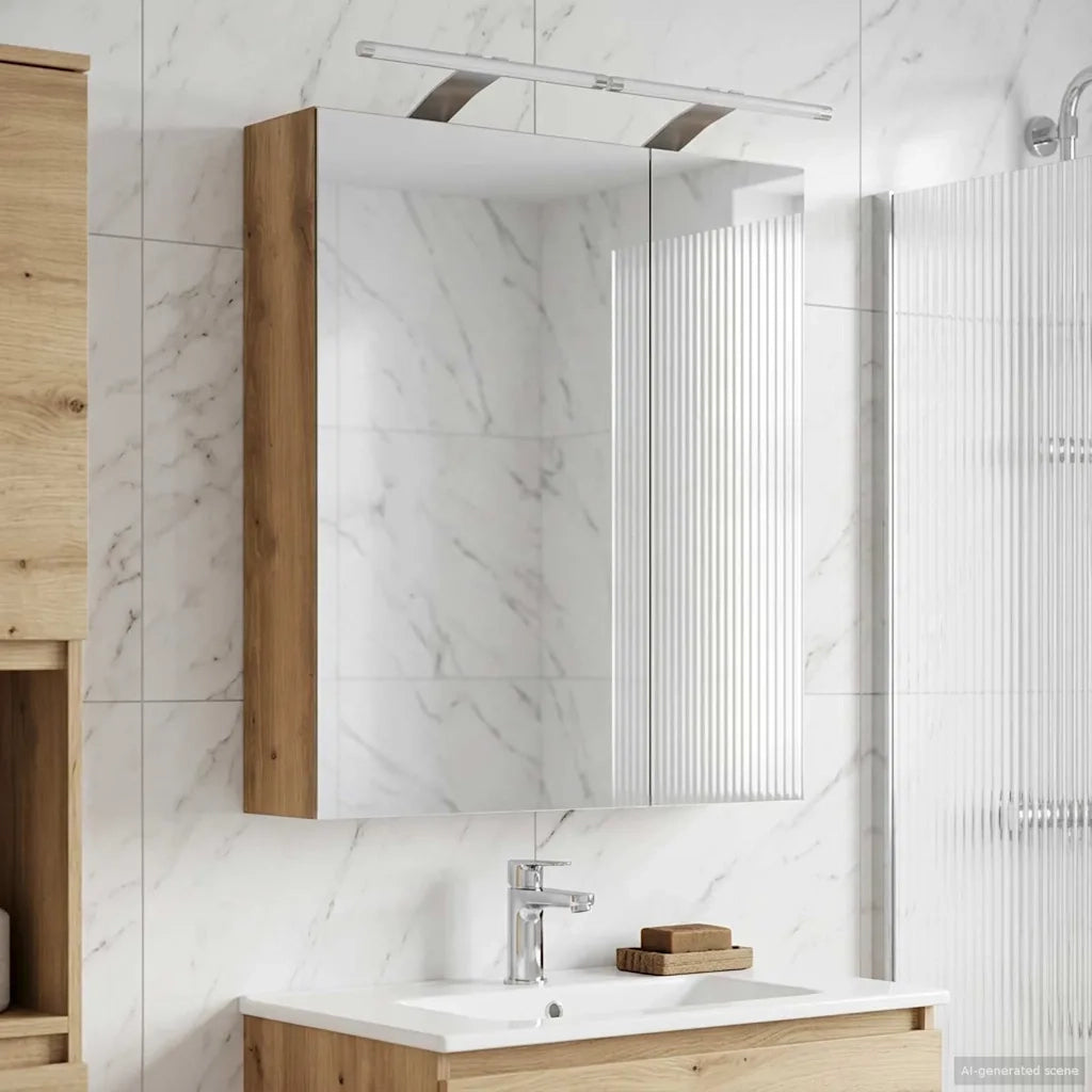 Mobiletto per specchio da bagno con porta Rovere Artigianale