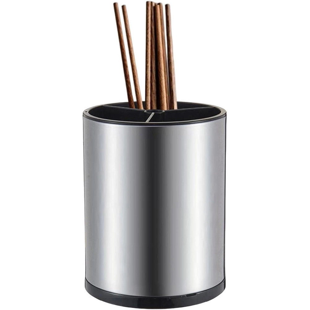 Trade Shop - Scolaposate In Acciaio Organizer Per Posate Contenitore Rotondo Portautensili Da Cucina -
