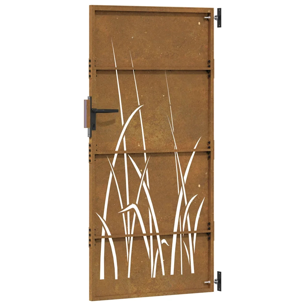 Cancello da giardino 85x175 cm in acciaio Corten con design erba CFW6336431