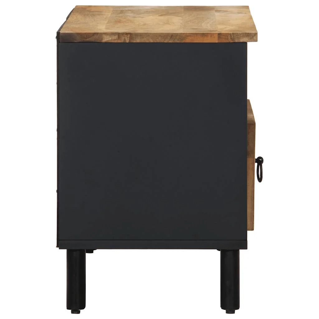 Mobile TV industriale con contenitore 80 x 33,5 x 46 cm legno massello nero 02_0057836