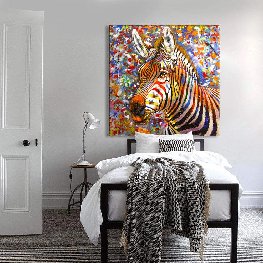 URBAN ZEBRA - Quadro stampato su Canvas e montato su telaio in legno Misura: 130x130 cm