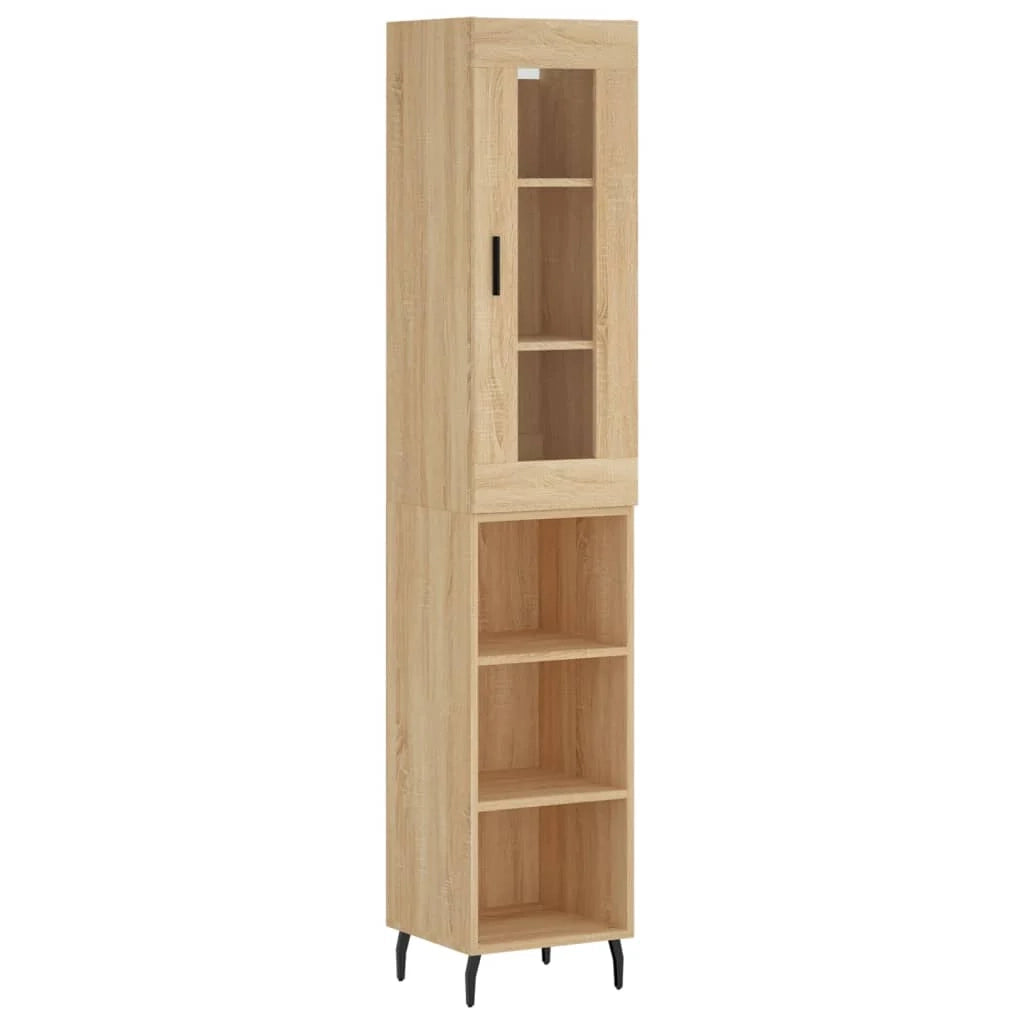 Buffet credenza cassettiera armadio mobile contenitore organizer cucina soggiorno salotto rovere Sonoma alto 34,5 x 34 x 180 cm legno ingegnerizzato marrone 02_0033995