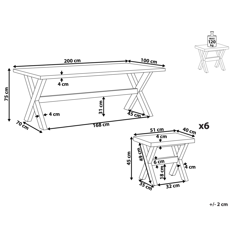 Set da pranzo per esterni grigio chiaro in fibra di legno cemento per 6 persone tavolo e sgabelli dal design moderno