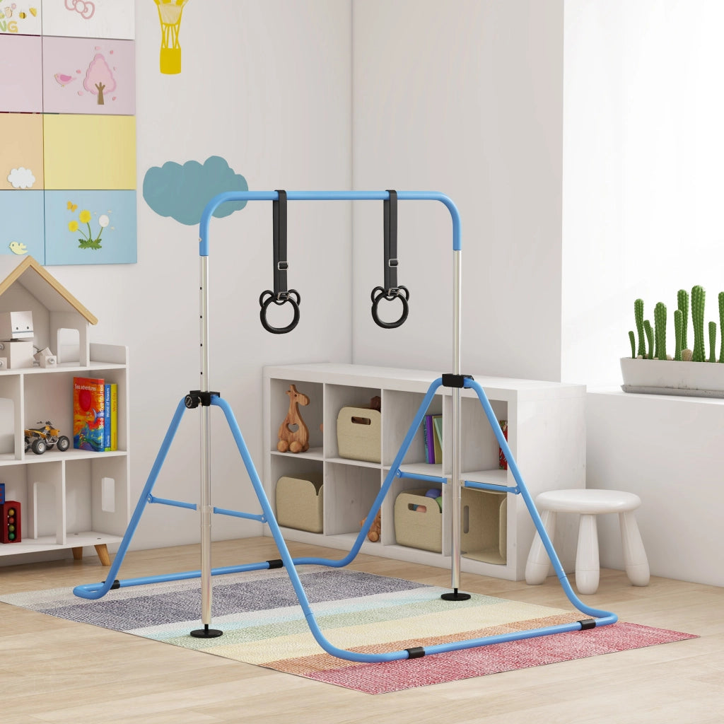 Sbarra Ginnastica per Bambini con Anelli Regolabile ¨C zephmum ¨C Blu