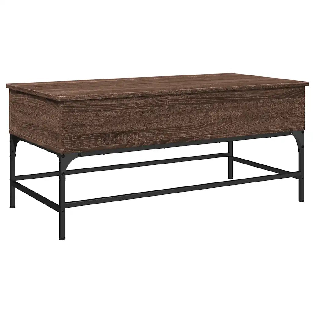 Tavolino Rovere Marrone 100x50x45cm Legno Multistrato e Metallo 845400