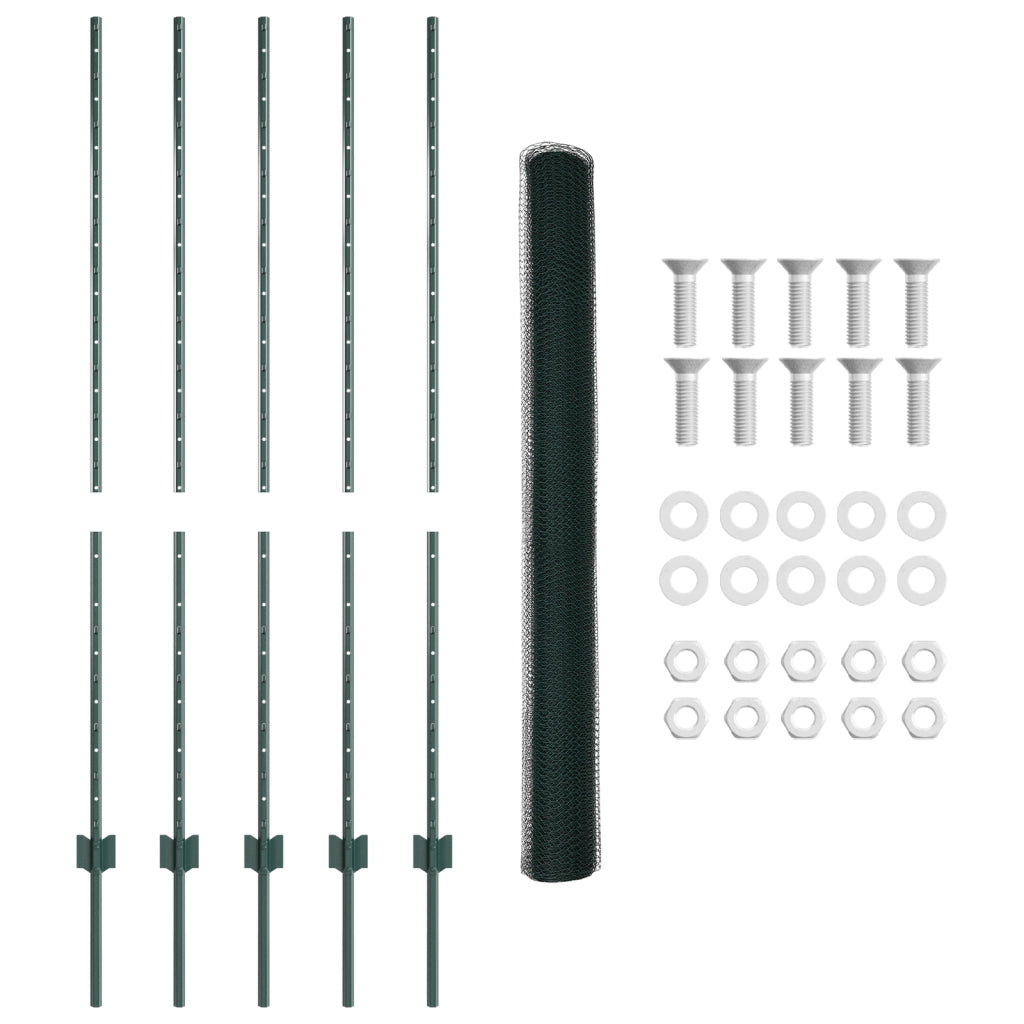 Pali per Recinto  5 pz U-Channel Verde 140 cm Acciaio