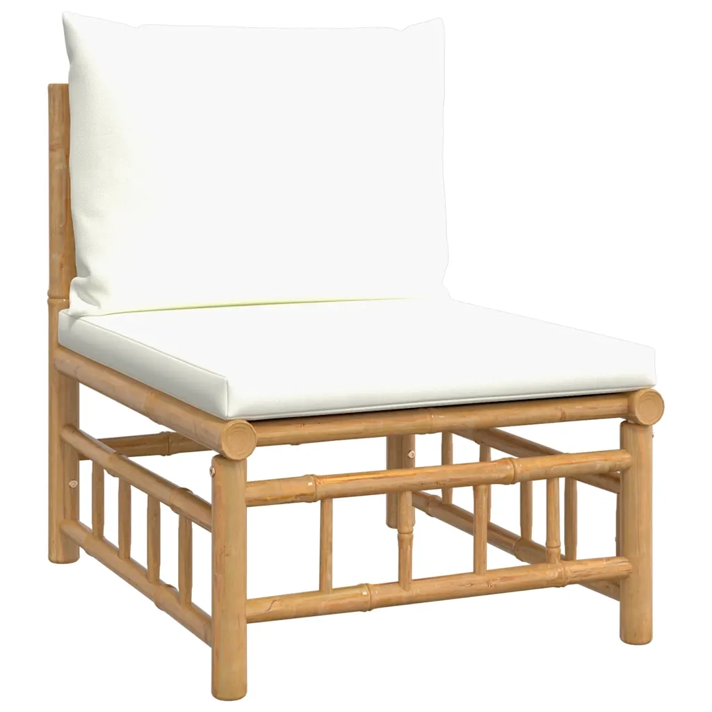 Salotto da Giardino-Set Salotto da Giardino 2pz con Cuscini Bianco Crema in Bamb¨´ 917462