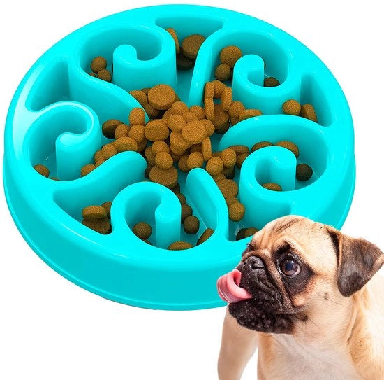 Bacetto per cani, anti-sblocco, lento alimentazione, per cani di taglia media e grande, ciotola interattiva, prolunga il tempo di alimentazione (blu)