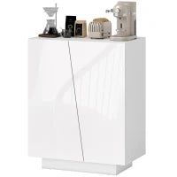 Mobiletto Multiuso in Truciolato Bianco a 3 Livelli con Ripiano Regolabile su 3 Livelli, 70x40x88 cm