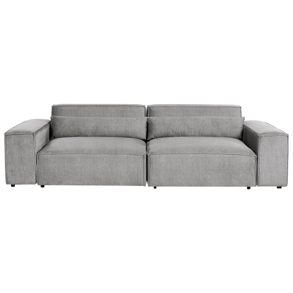 Divano modulare a 2 posti con ottomana Divano componibile in tessuto grigio con gambe nere Soggiorno moderno