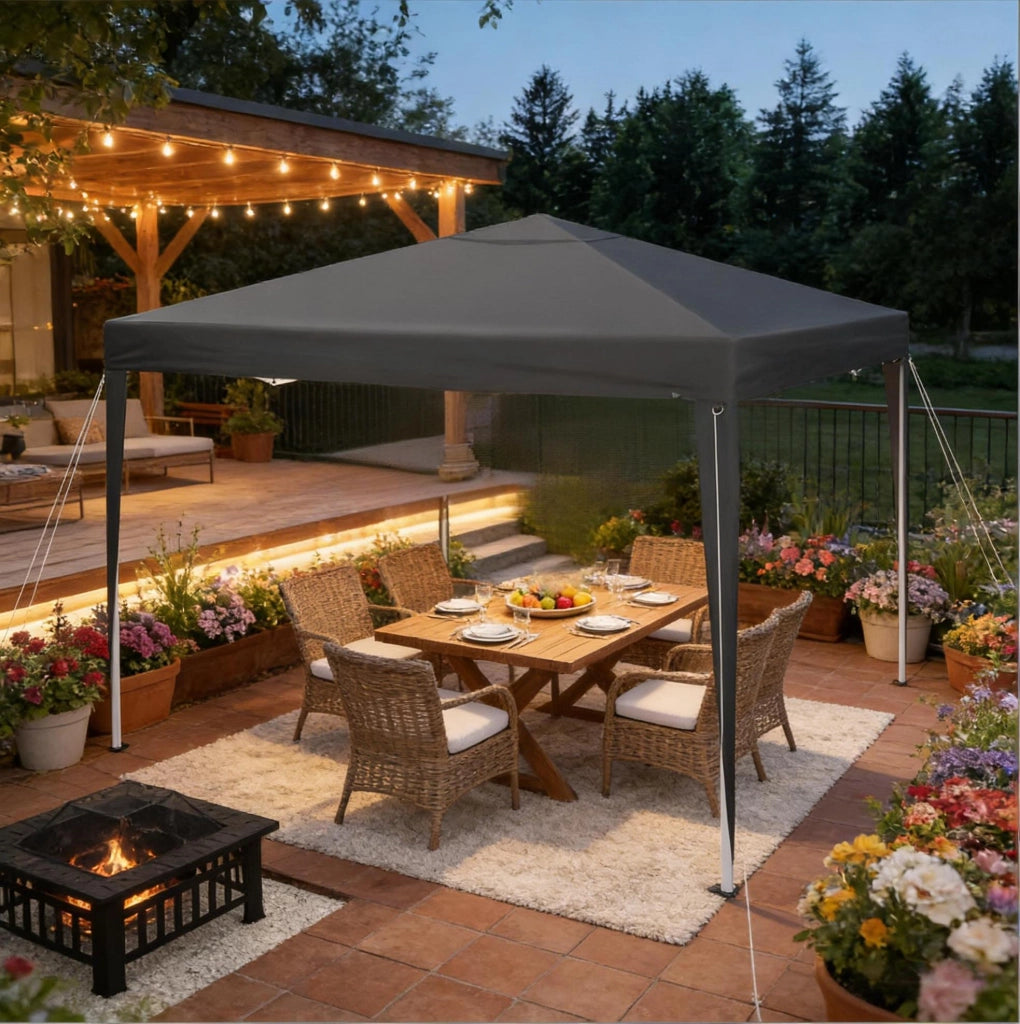 Pavillon pieghevole 3x3 m regolabile, colore antracite