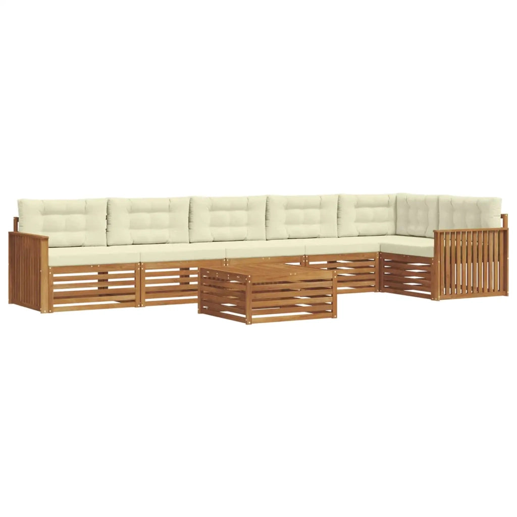 Set di divani da esterno con cuscino 7 pcs Naturale e Crema