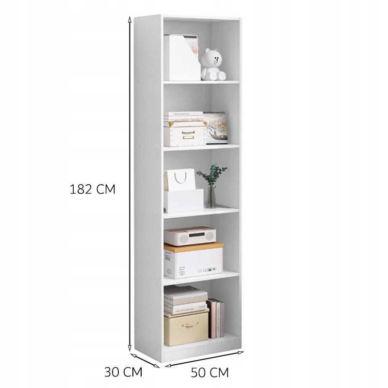 Scaffale verticale per libri, ripiani alti, moderno, bianco, colonna loft 182 cm