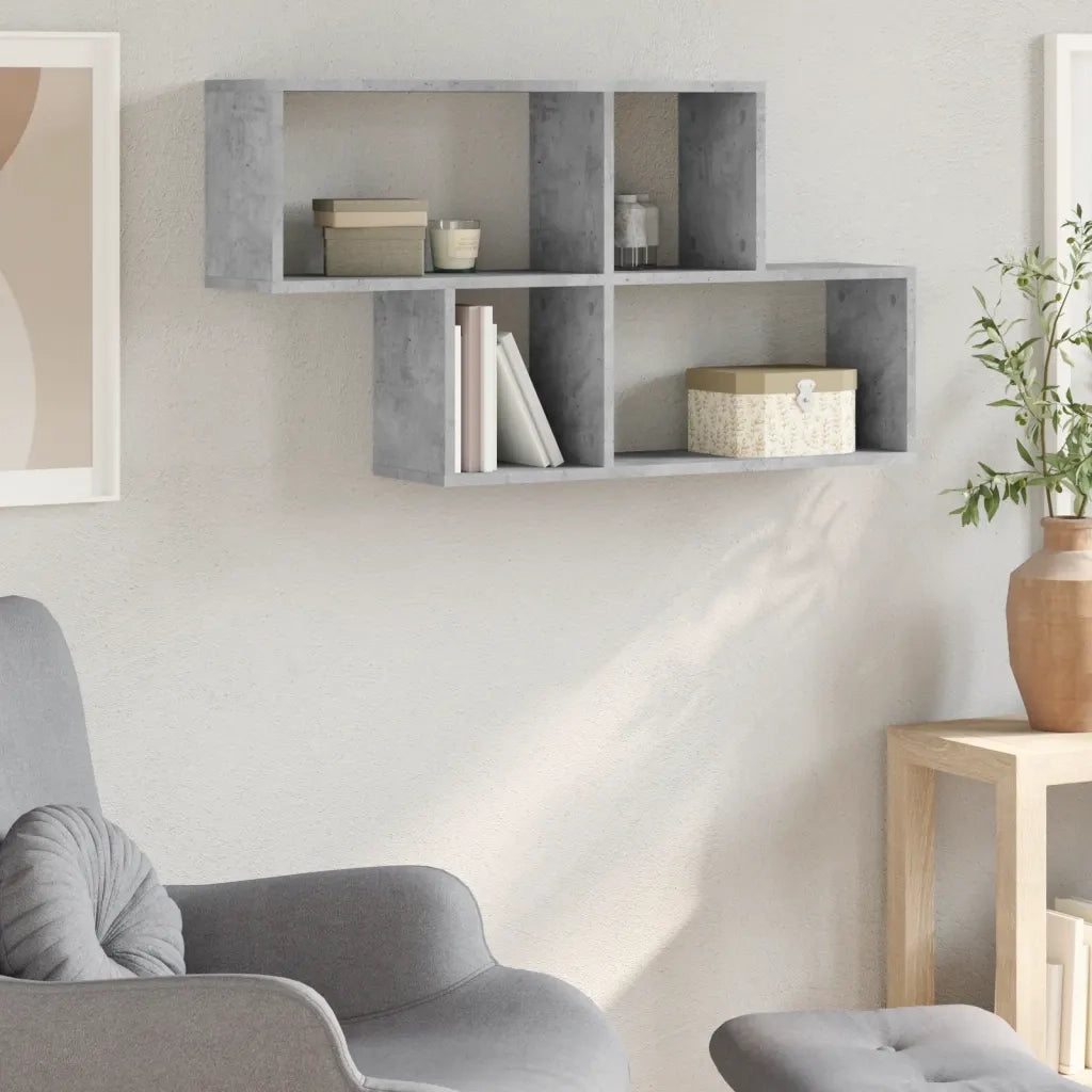Scaffale a Muro | Mensola a parete Grigio Cemento 100x20x53 cm Legno Multistrato