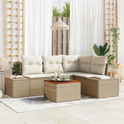 Set Divano da Giardino con cuscino 5 pcs Beige polyrattan