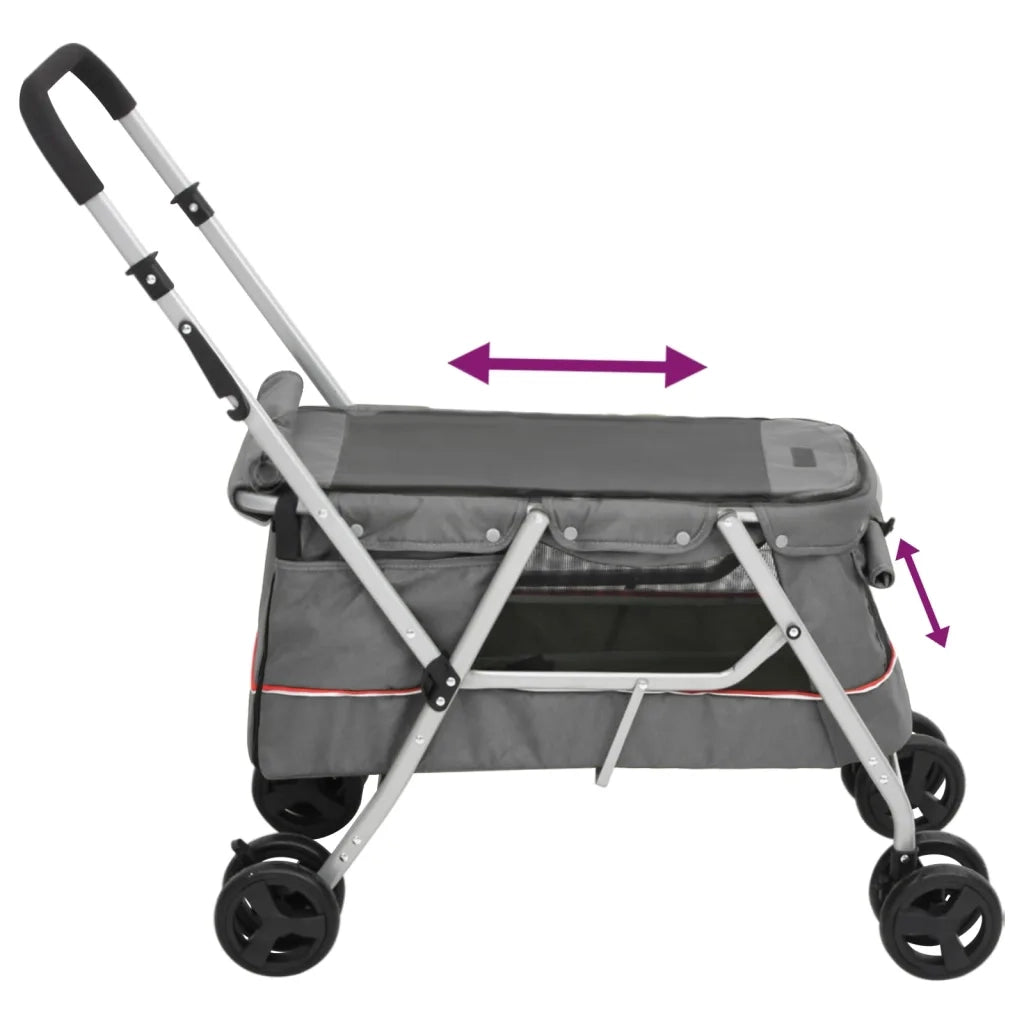 Passeggino Cani Pieghevole Grigio 100x49x96cm Tessuto di Lino 172203