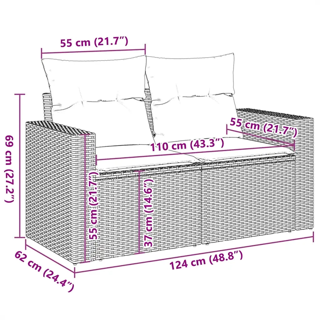 Set Divani da Giardino 11 pz con Cuscini in Polyrattan Nero 3224753