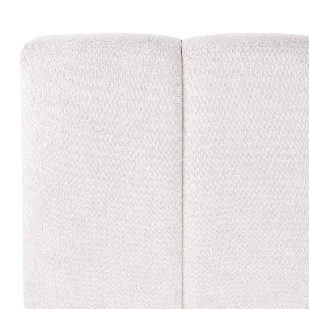 Letto matrimoniale contenitore con trapuntatura verticale in tessuto bianco sporco 160x200 cm struttura sollevabile e testiera alta