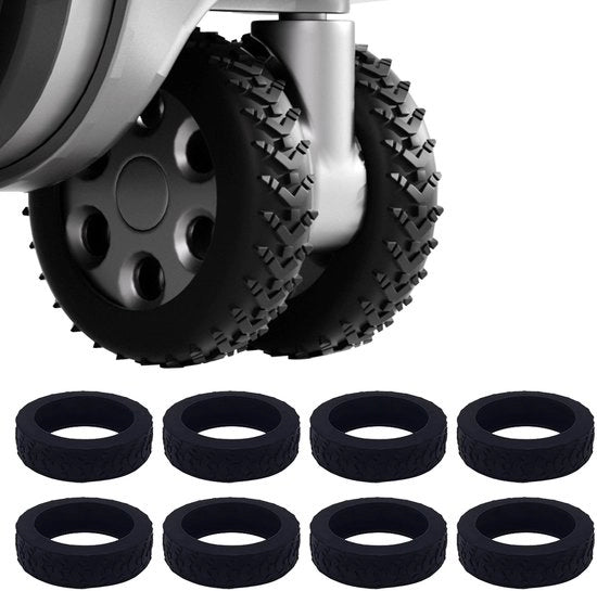 Set di protezioni per ruote 8 pezzi - Silicone - Antiscivolo - Impermeabile - Assorbente shock - Riduttore di rumore - Facile da installare