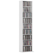 Scaffale Porta CD con 6 Ripiani Regolabili, Capacit¨¤ di 260 CD/120 DVD, 33x24x140 cm, Bianco