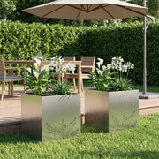 Vaso da giardino 2 pz Argento 50 x 50 x 49 cm Acciaio Inox 8005801