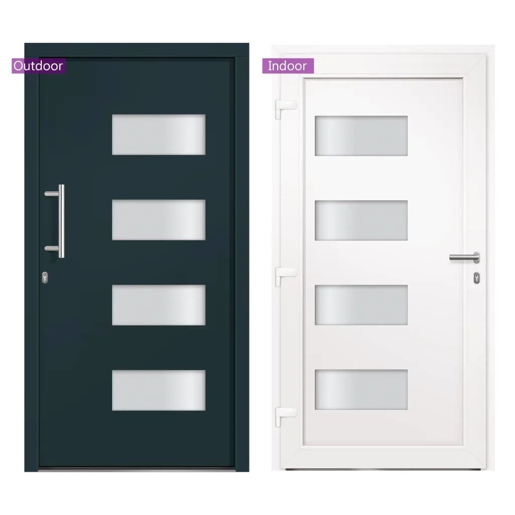 Porta d'Ingresso in Alluminio e PVC Antracite 110x210 cm 3056829