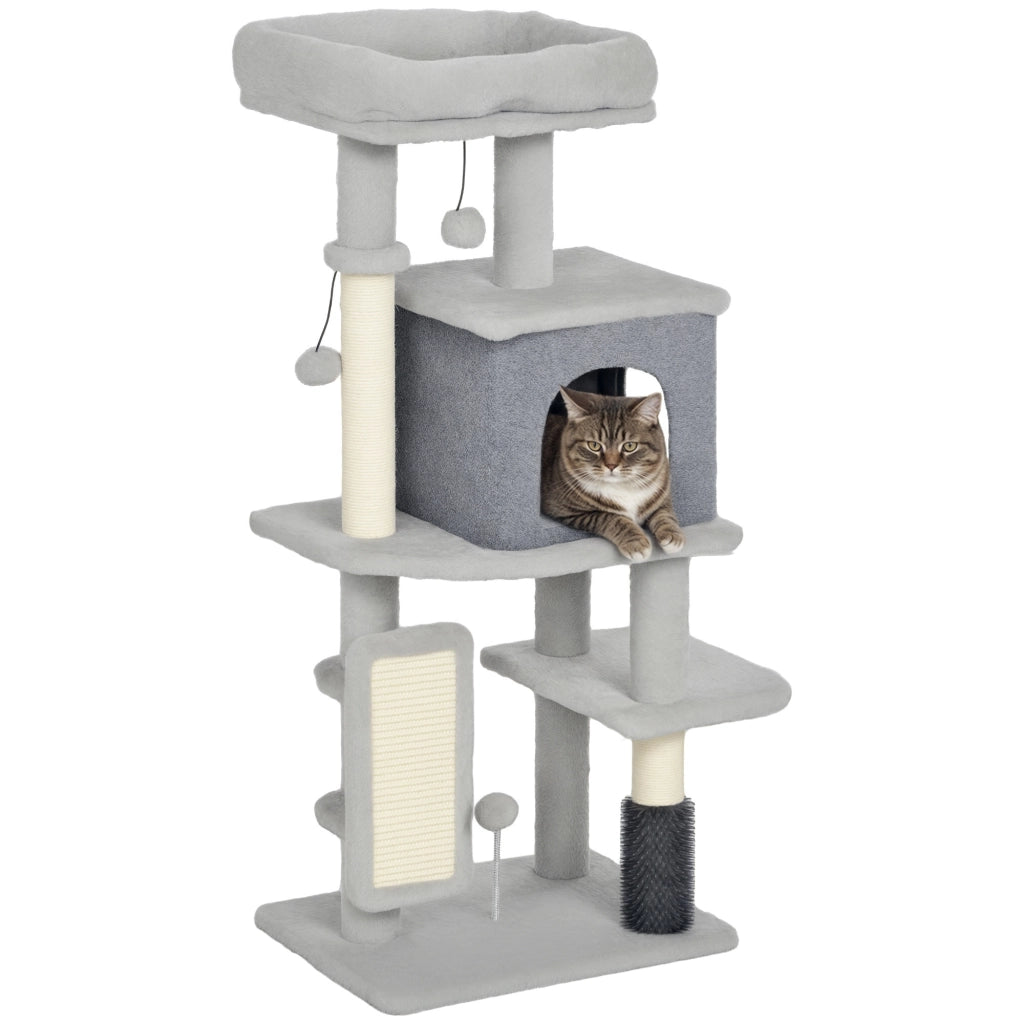 Letto a soppalco per gatti con casa ¨C zephmum ¨C 44x34x104 cm grigio chiaro