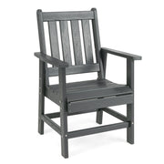 Sedia da esterno in HDPE resistente alle intemperie con braccioli, Poltrona adirondack effetto legno per giardino Grigio-Sedie da esterno
