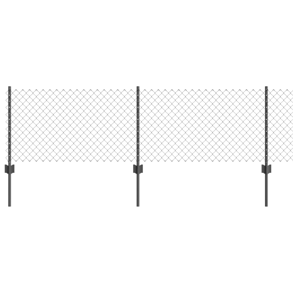 Recinzione in Rete Saldata con 5 Pali Grigi 0.4x10 m in Acciaio