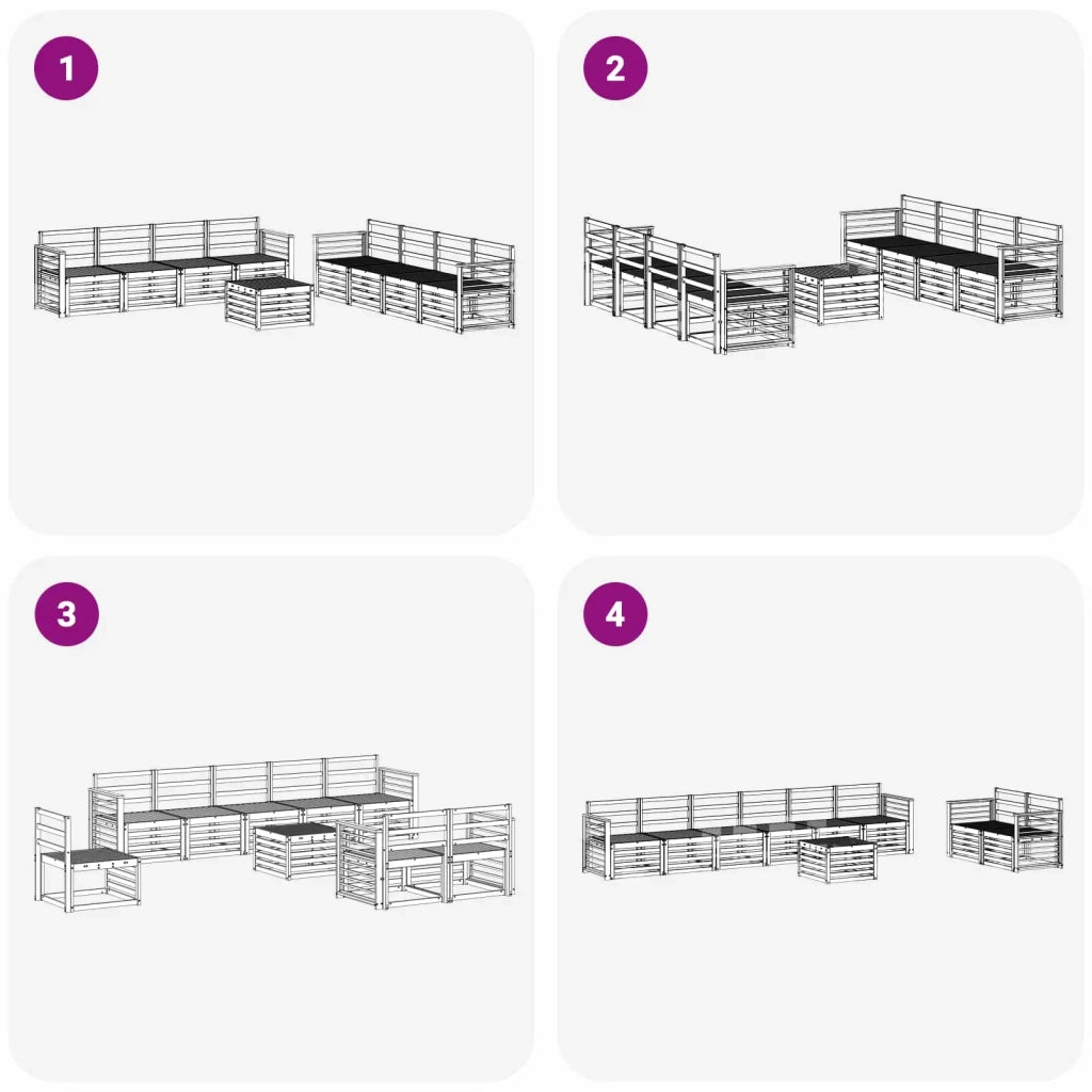 Set divani 9 pcs Bianco Poliestere