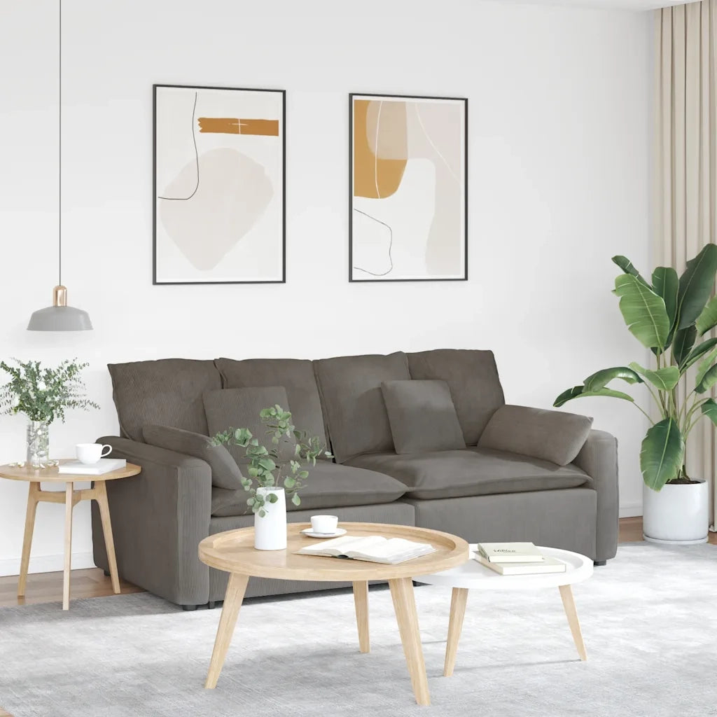 Divano Modulare con Cuscini Grigio Chiaro