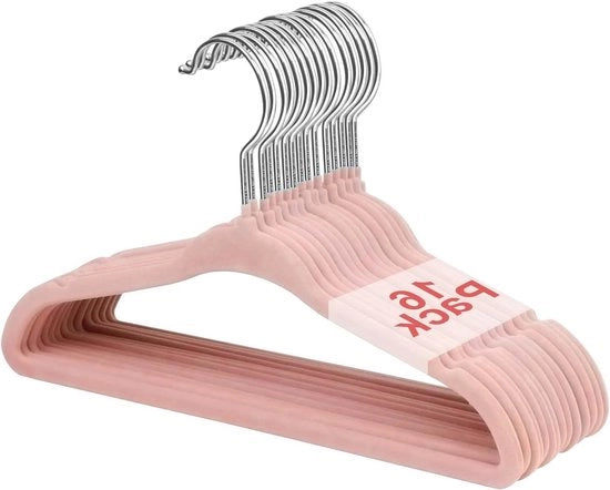 Hangers in flanella per bambini 28 cm antislip - 16 pezzi rosa, adatti per bambino e bambina.
