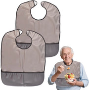 Slabbetjes per due per adulti, 2-pack slabbetjes impermeabili per anziani, lavabili, slabbetje TPU per adulti con coperchio, protezione unisex per abbigliamento per madre e padre, anziani e disabili