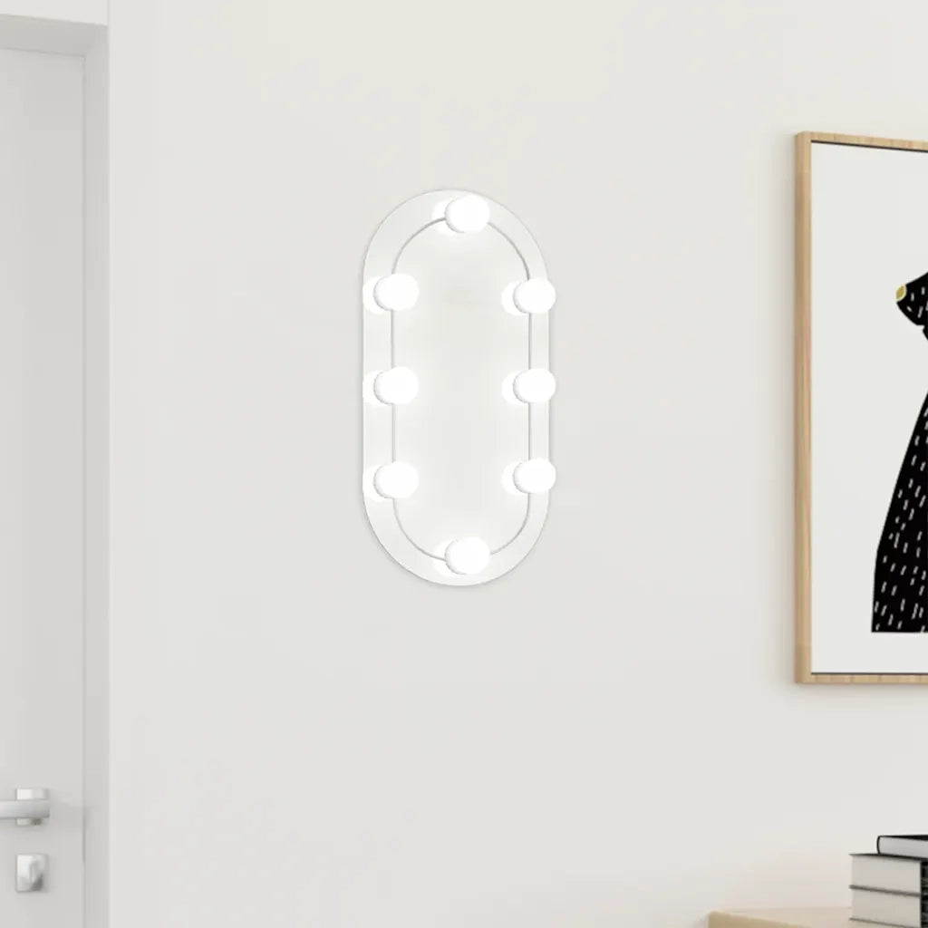 Specchio con Luci LED-Specchio decorativo 40x20 cm Ovale in Vetro