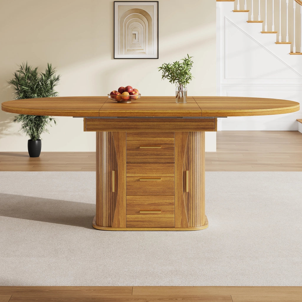 Tavolo da Pranzo Rotondo Allungabile ¨C Xylo ¨C Noce, 118-158 cm, 6 Persone