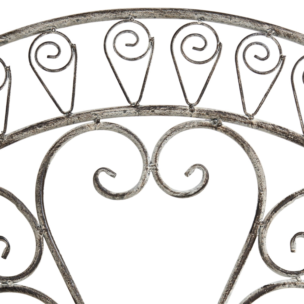 Set di 2 sedie da giardino in metallo grigio con struttura in ferro, pieghevoli e in stile vintage.