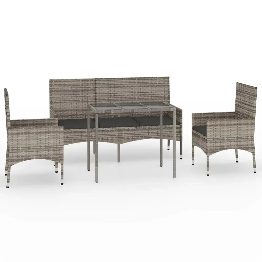 Set Divani da Giardino 4 pz con Cuscini-Sofa da giardino in Polyrattan Grigio 889994