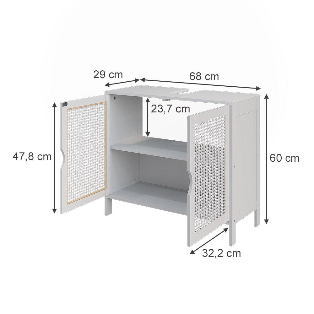 Vicco Mobile sottolavabo per bagno Bianco 68 x 60 cm con 2 porte