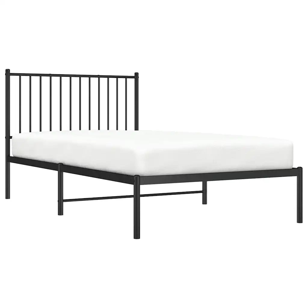 Giroletto con Testiera-Struttura Letto con testiera in Metallo Nero 100x190 cm 489206
