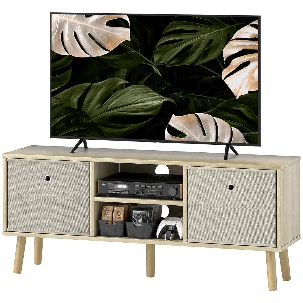 Mobile TV con cassetti e ripiani ¨C Minimal ¨C Legno e beige 120x30x50 cm