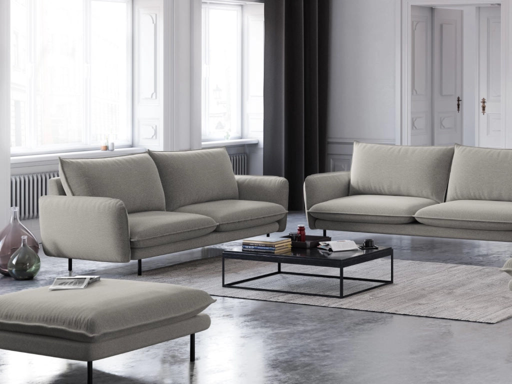 Cosmopolitan Design - Pouf "Vienna" in tessuto strutturato grigio chiaro 