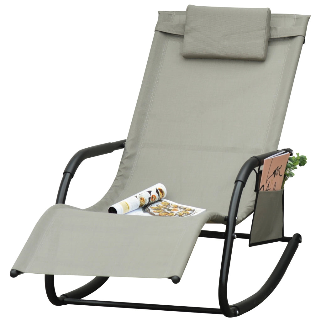 Poltrona a dondolo in metallo con rete ¨C Zephmum ¨C Nero+Grigio chiaro 150x62x88 cm