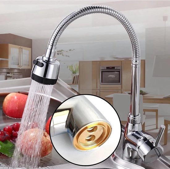 Gootstop per cucina con rubinetto cucina, rubinetto a singolo manico per dilettanti, argento + attacchi per tubi