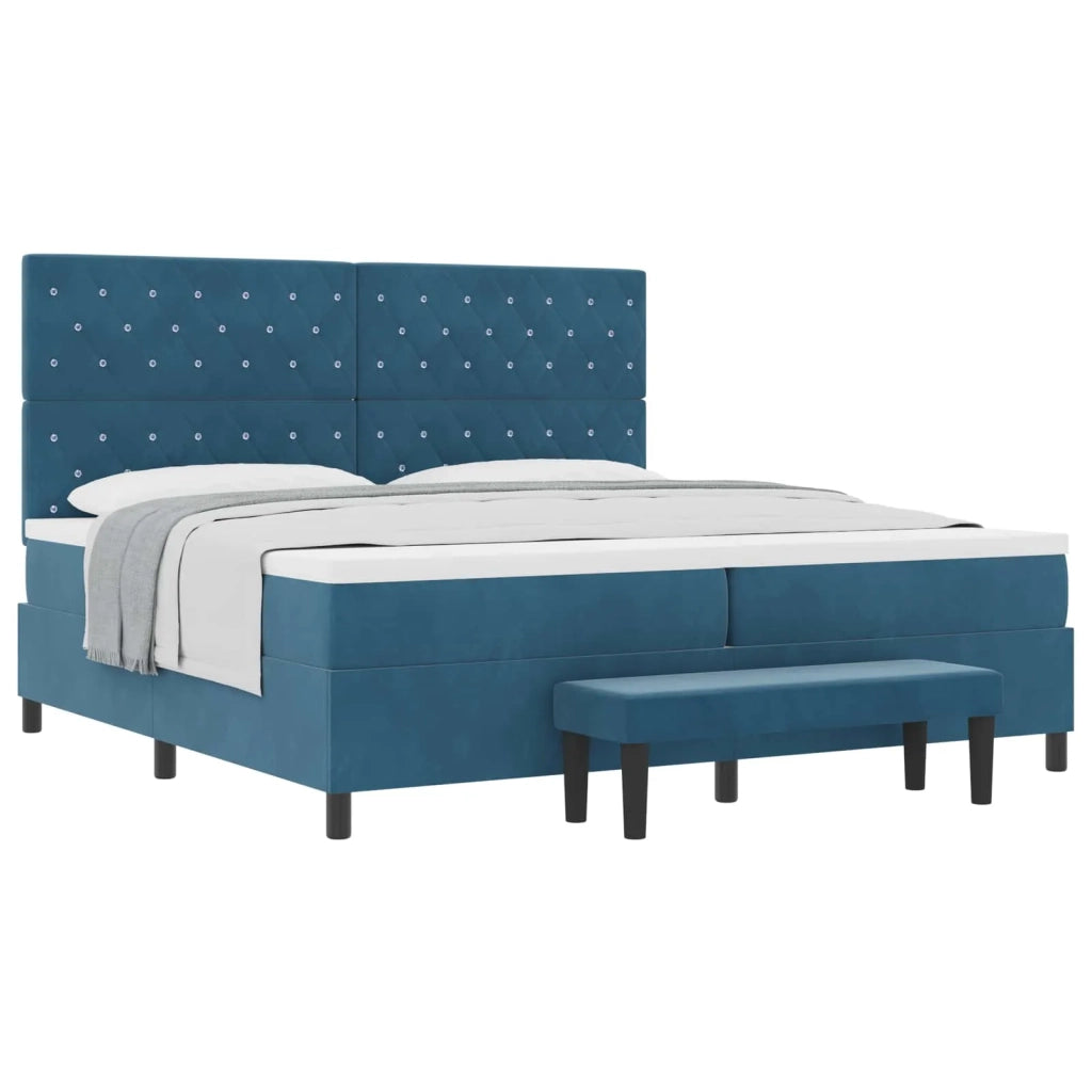 Letto a molle con materasso Blu scuro 200 x 200 cm Velluto 3344472