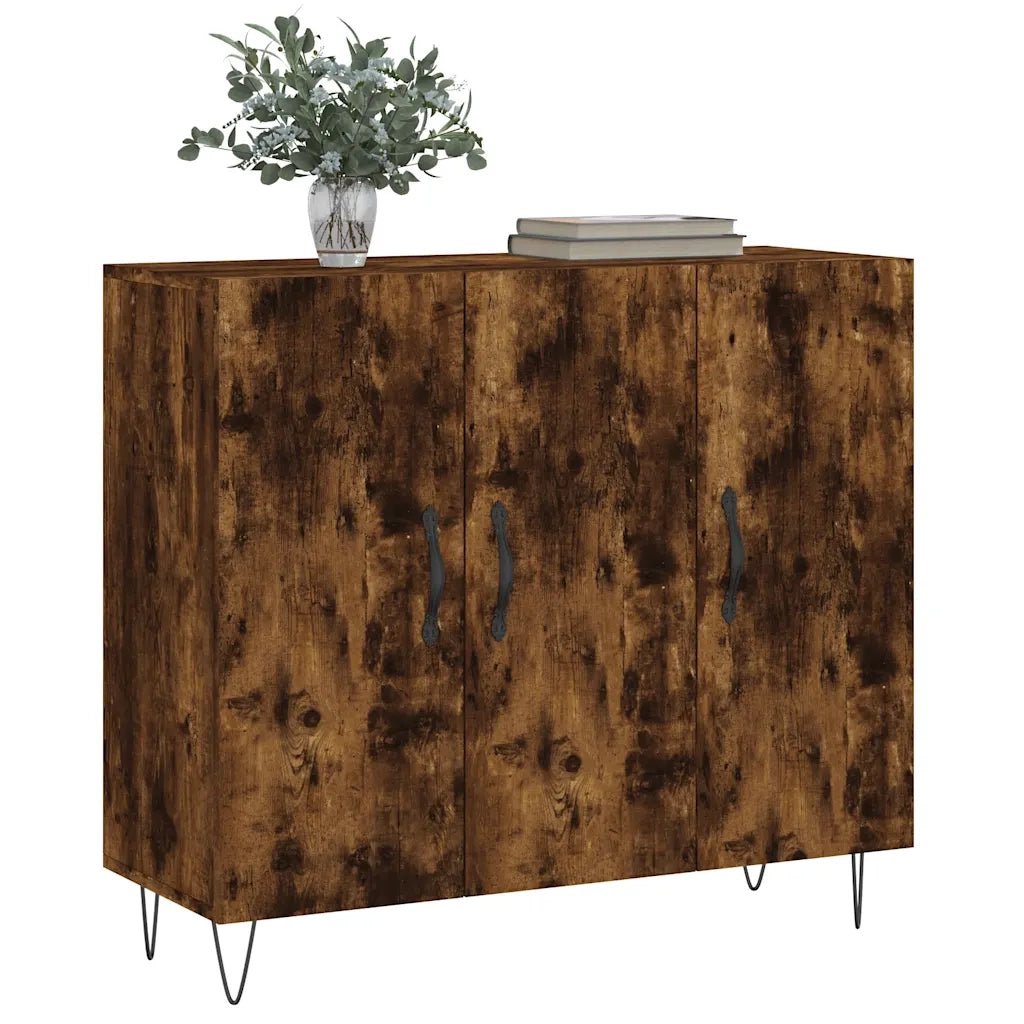 Credenza | Madia | Buffet da pranzo | Armadio da pranzo Rovere Fumo 90x34x80 cm in Legno Multistrato