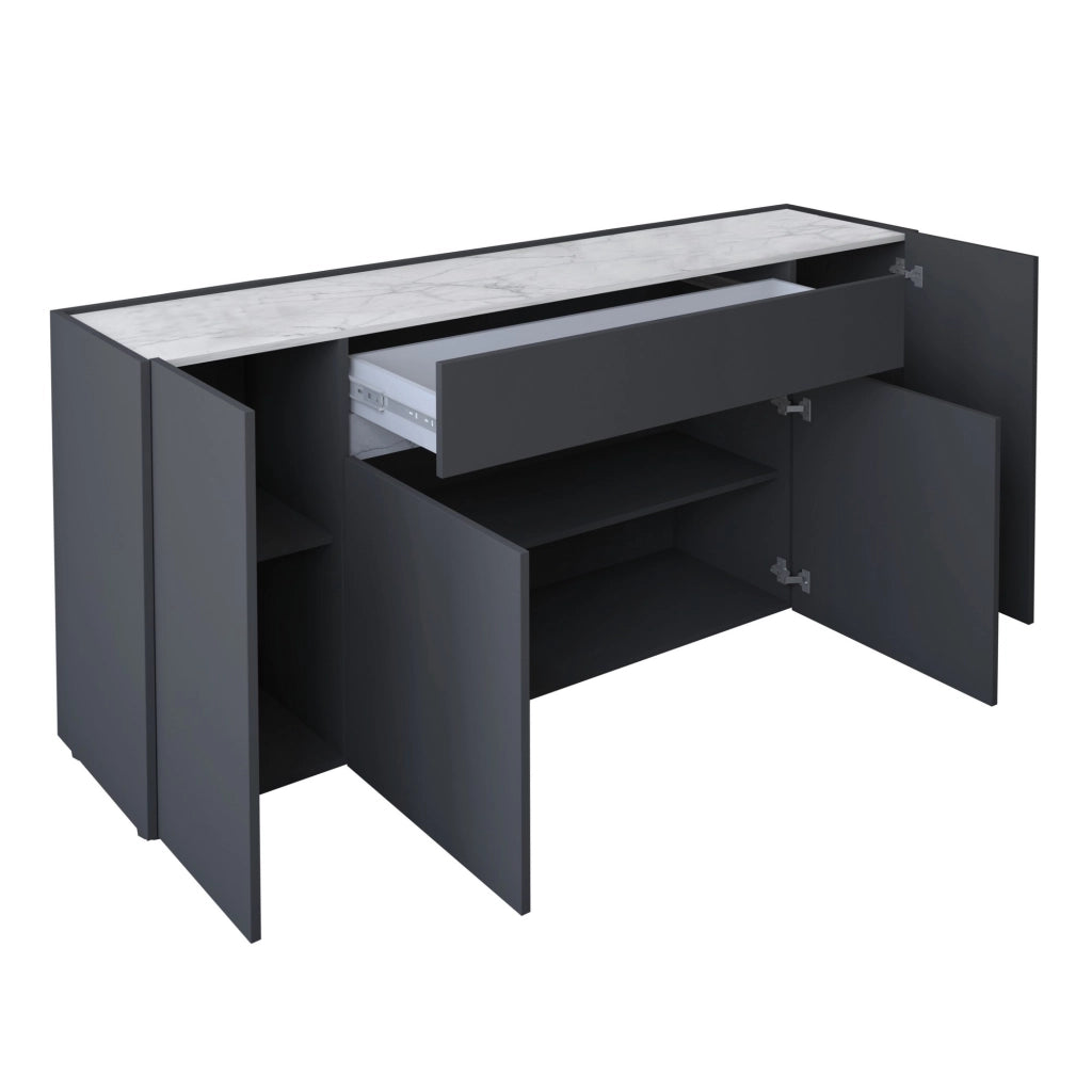 Madia 4 ante effetto legno grigia cm. H.85 x L.172 x P.39,5